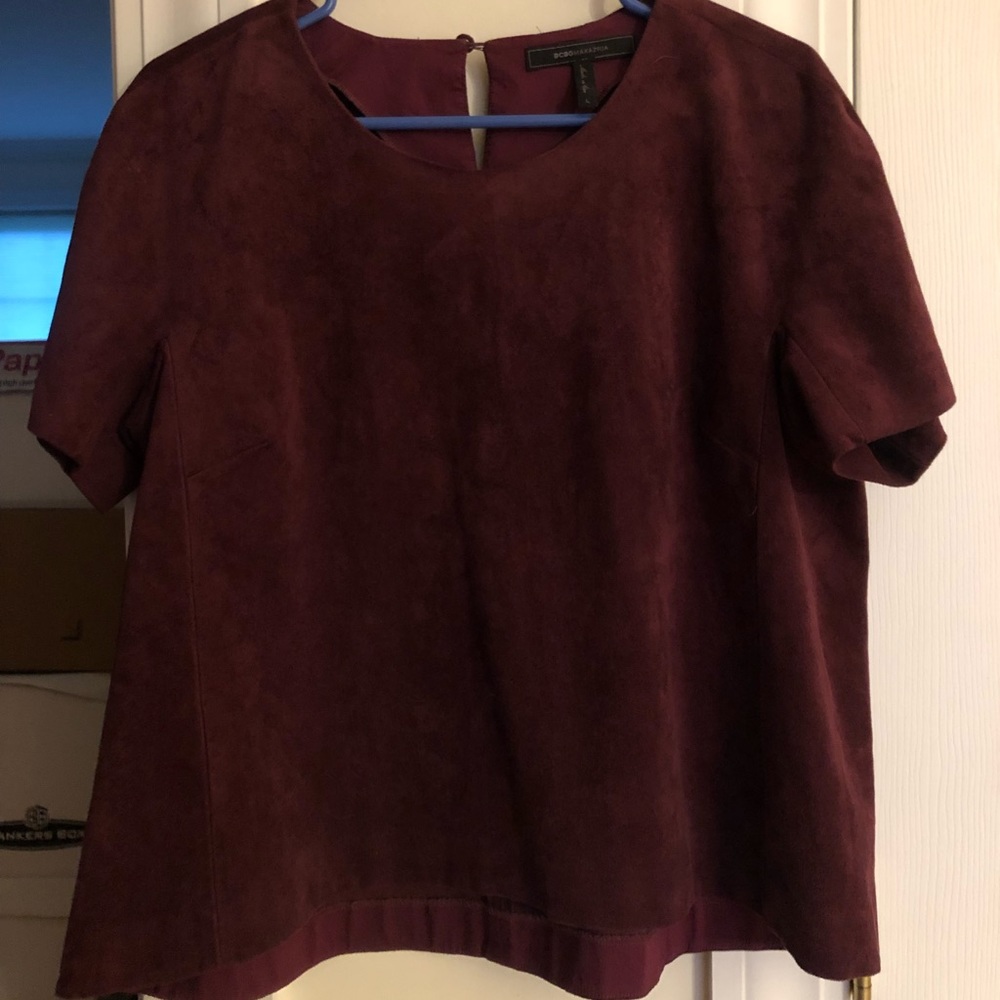 BCBG Maxazria “Mariko” Faux Suede Top